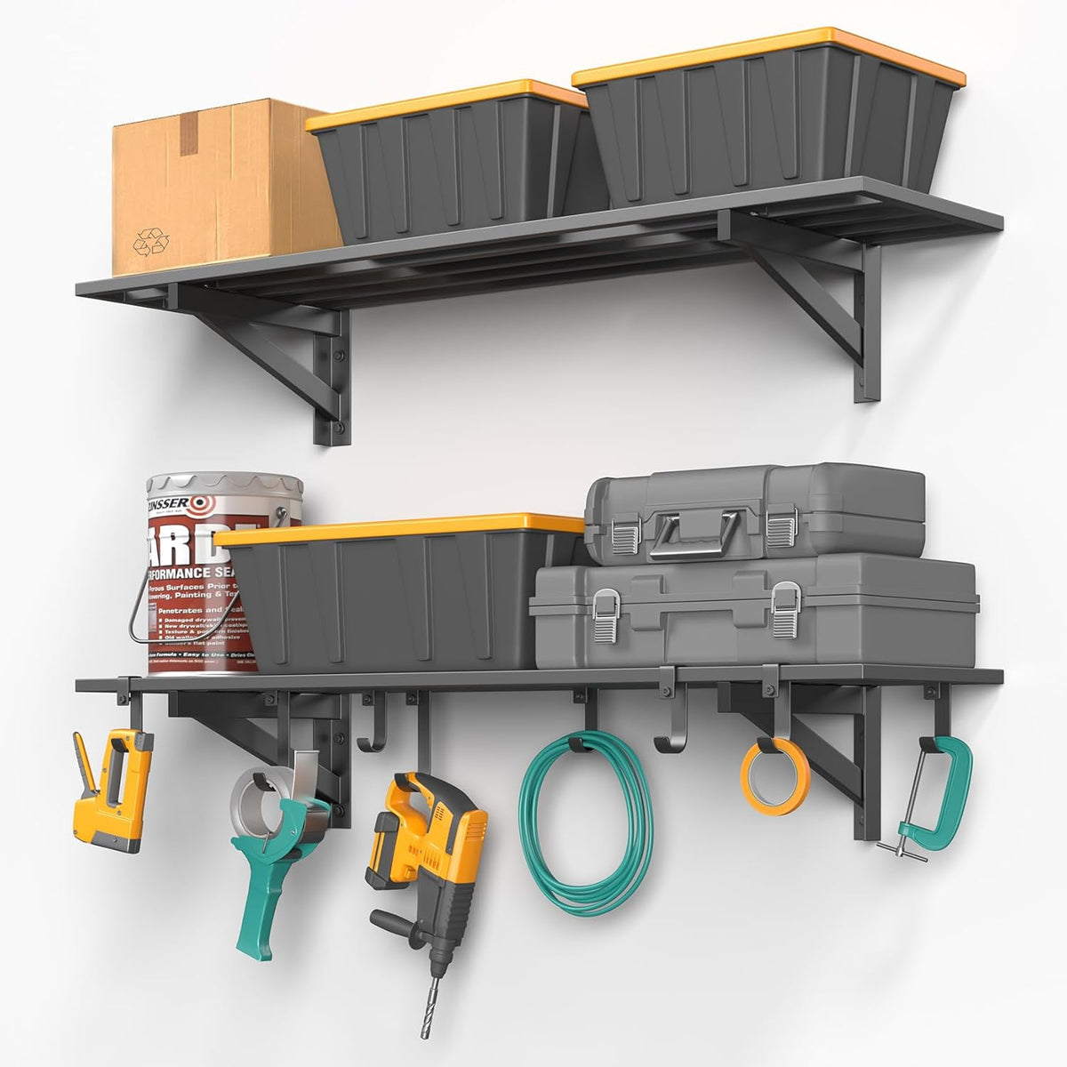 2-Pack 1x4ft Heavy Duty Garage Shelving, 1' x 4' Garage Wall Shelving Wall Mounted (2pack-1x4ft)
