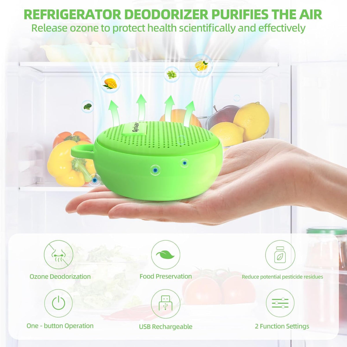 Fridge Deodorizer, Mini USB Odor Eliminator, Refrigerator Deodorizer, Suitable for Refrigerator