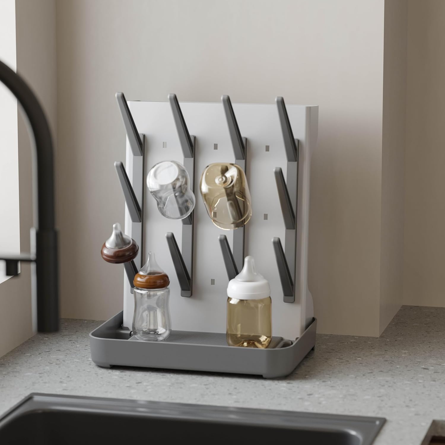 IEEK Baby Bottle Drying Rack,Large Vertical Drying Tower Bottle Rack Holder Space Saving Standing