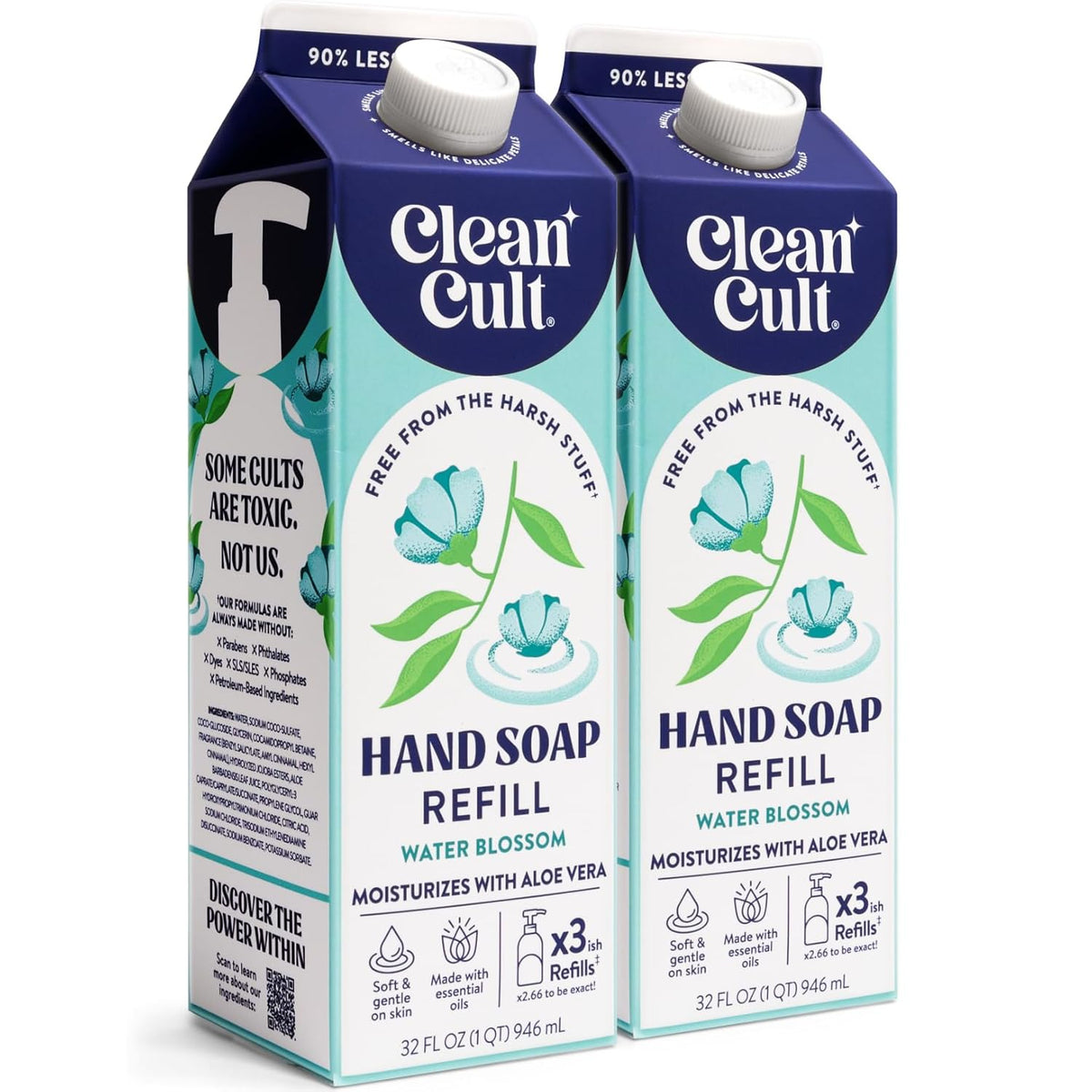 Cleancult Liquid Hand Soap Refill - Water Blossom - Moisturizes Dry & Sensitive Skin - Made with