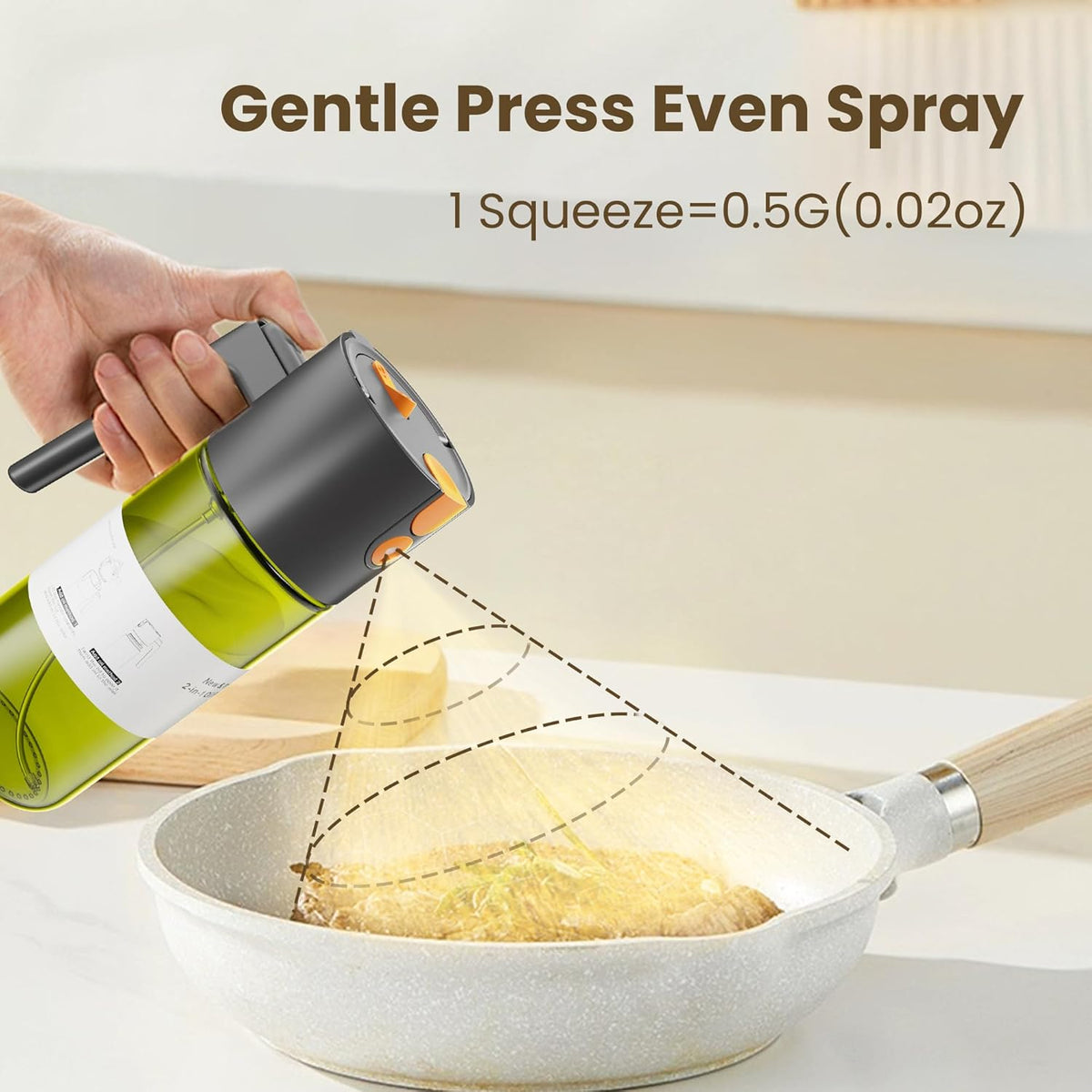 Upgrade 2 in 1 Oil Sprayer for Cooking, 17oz Light-Blocking Glass Olive Oil Dispenser Bottle for