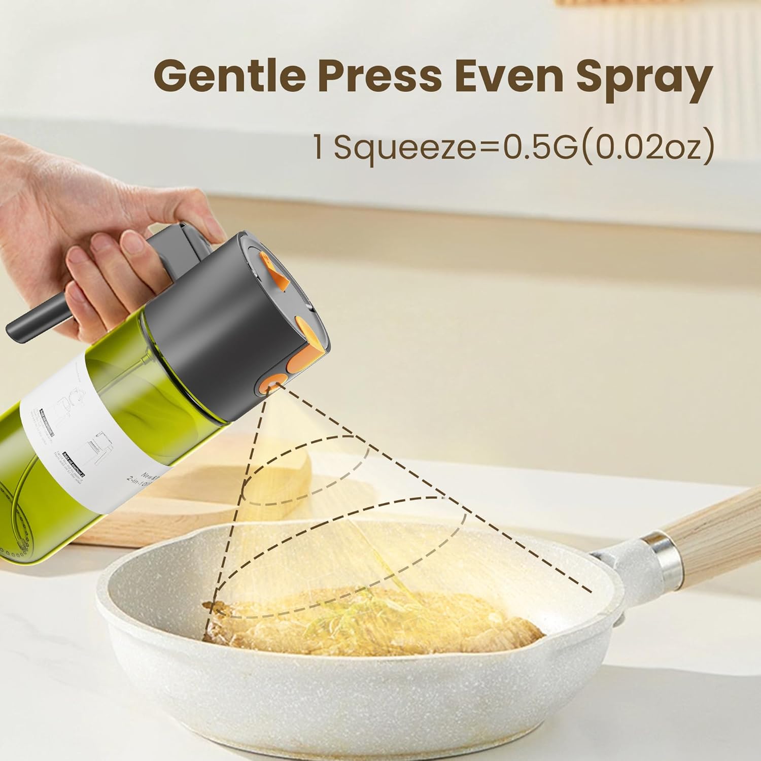 Upgrade 2 in 1 Oil Sprayer for Cooking, 17oz Light-Blocking Glass Olive Oil Dispenser Bottle for