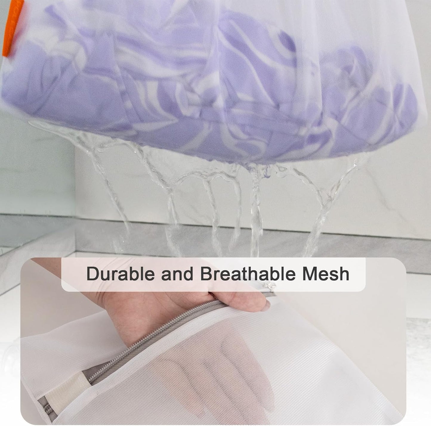 Polecasa 3Pcs Extra Durable Fine Mesh Laundry Bags with Sturdy Zipper for Delicates, Protect