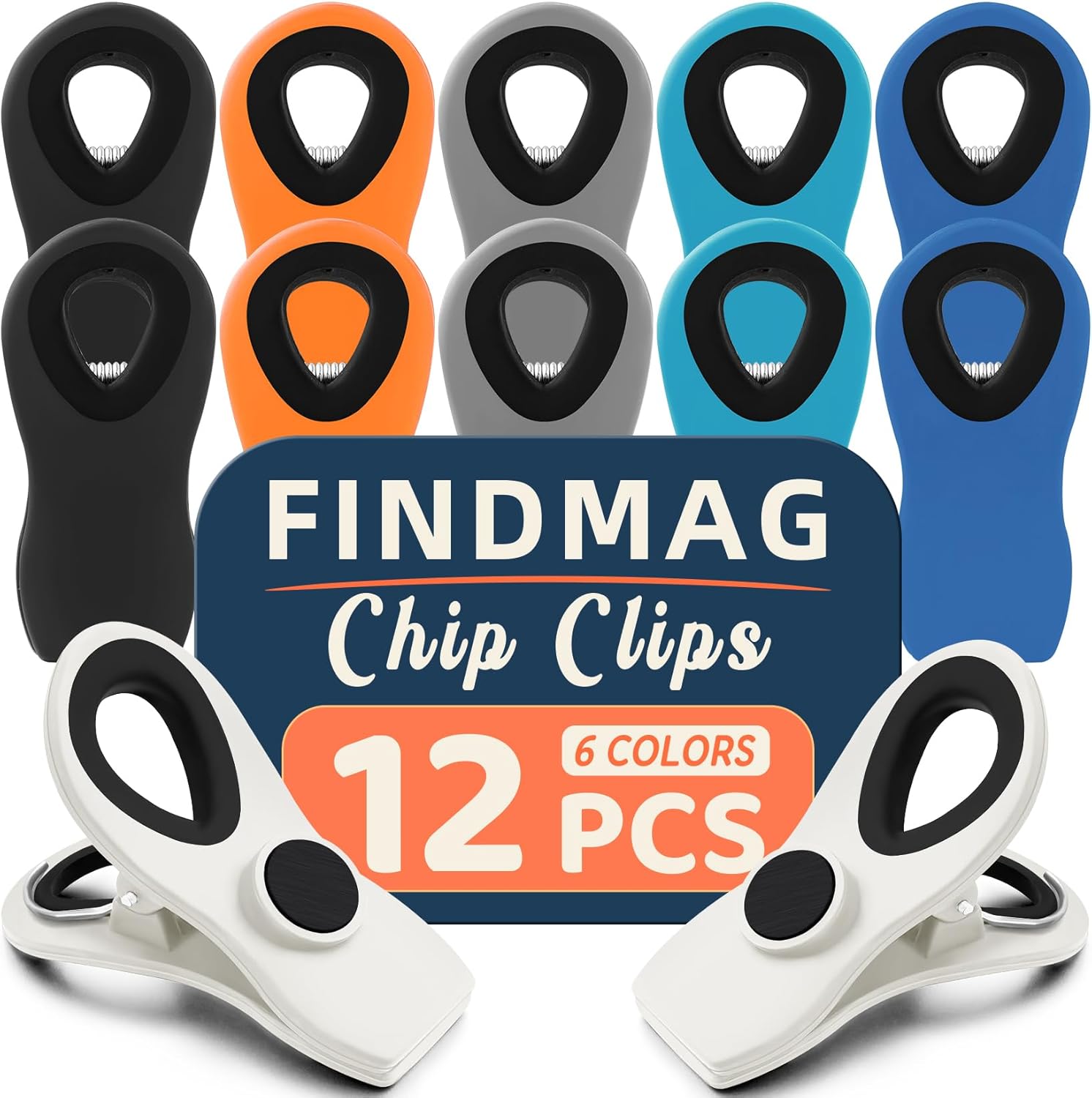 12 Pack Chip Clips, Colorful Magnetic Clip, Plastic Bag Clips with Airtight Seal Grip for Bread
