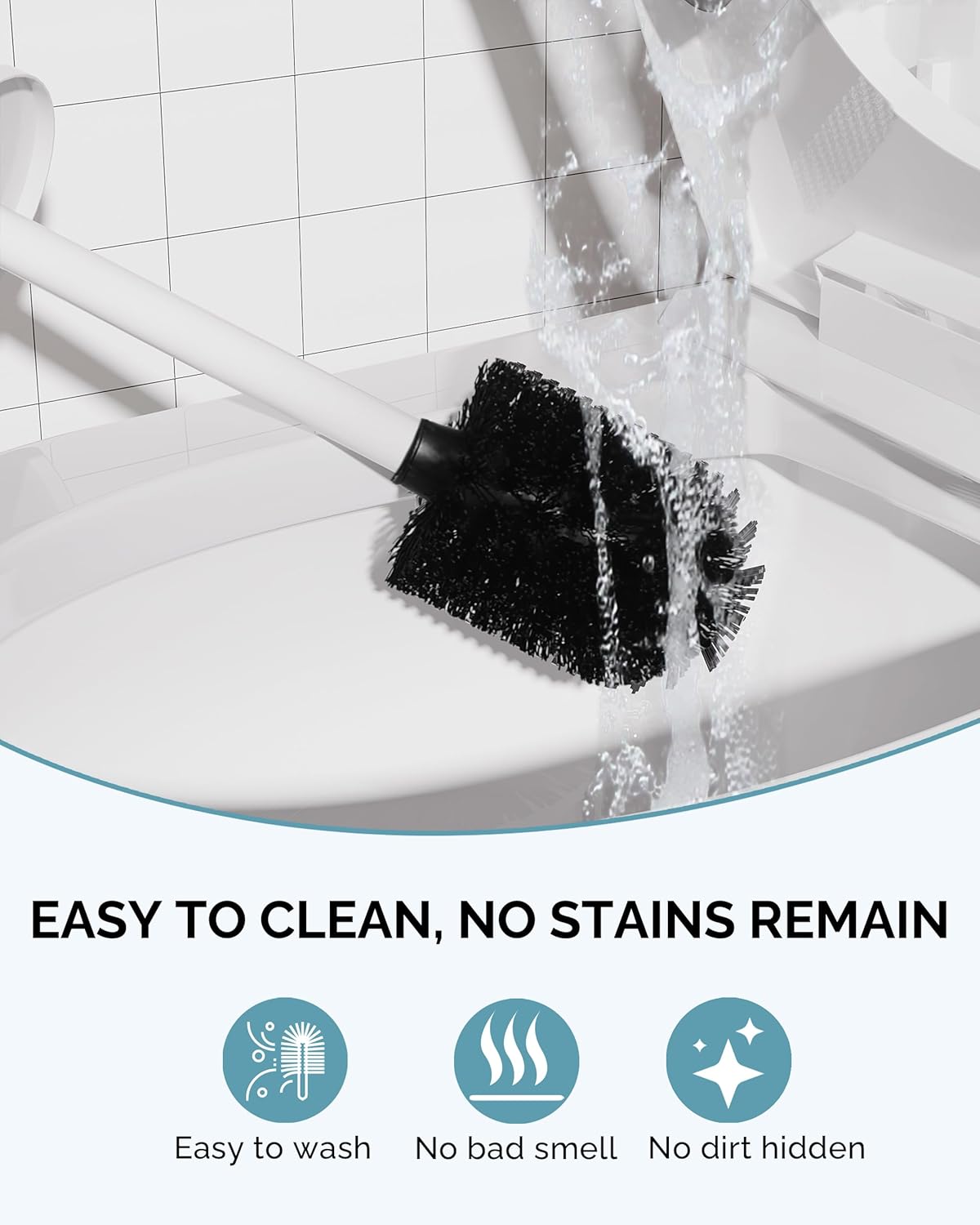 Toilet Brush and Holder Set, Stainless Steel Toilet Bowl Brush with Lid, Rust Proof Toilet Cleaner