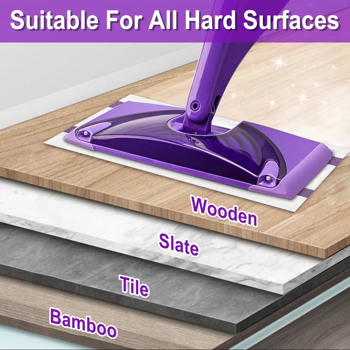 50 Count Disposable Wet Jet Pads for Wet Jet Spray Mop, Wet Jet Pads Refills for Multi Surface