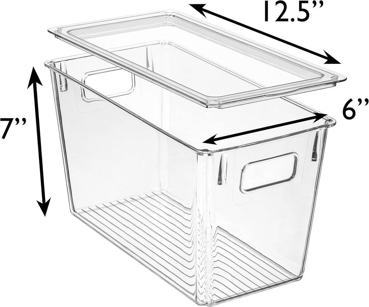 ClearSpace Modern Plastic Storage Bins with Lids Perfect Kitchen Organization or Pantry Fridge