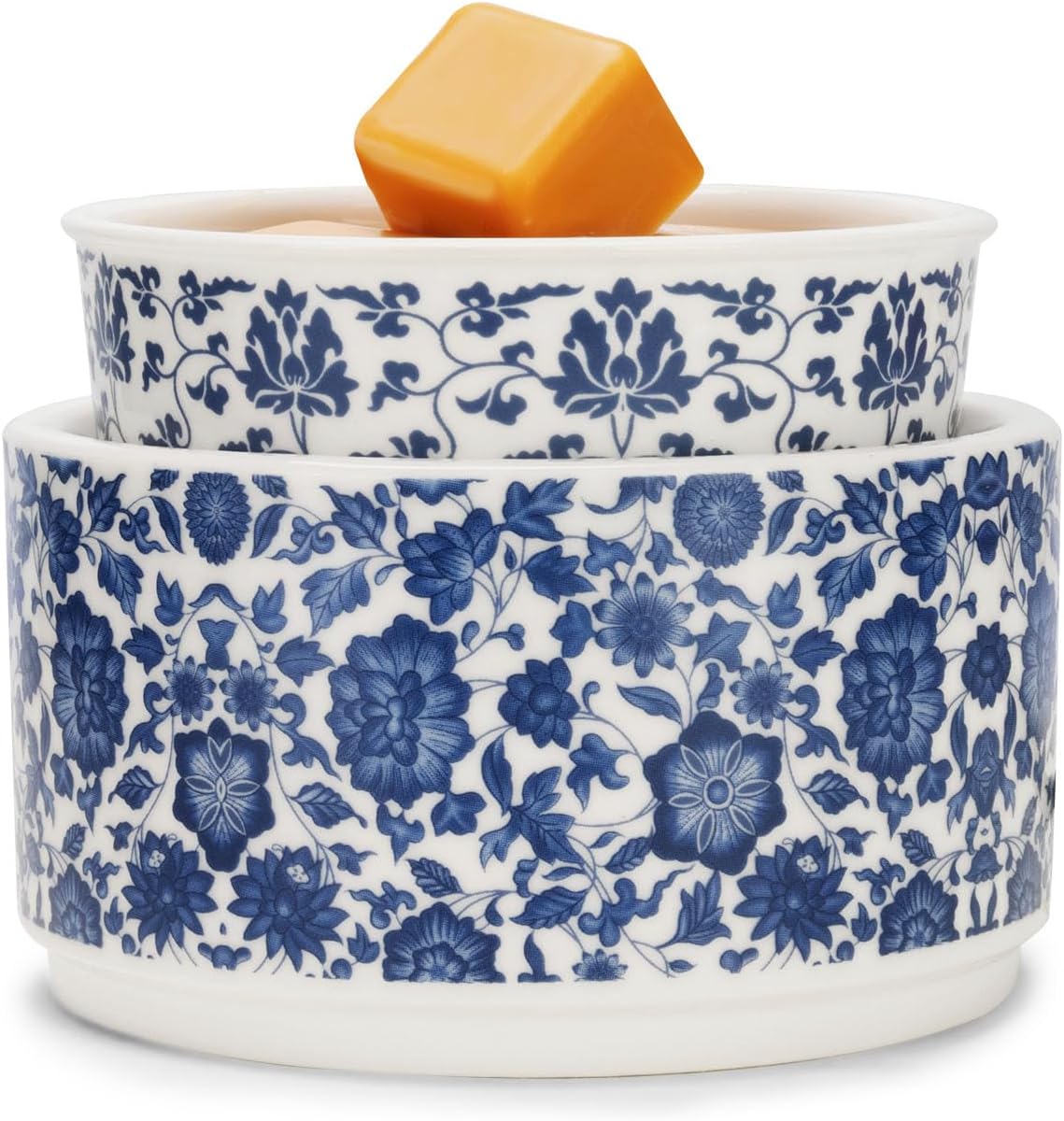 Blue & White Porcelain Pattern Wax Melt Warmer,Ceramic 3-in-1 Electric Candle Wax Warmer for