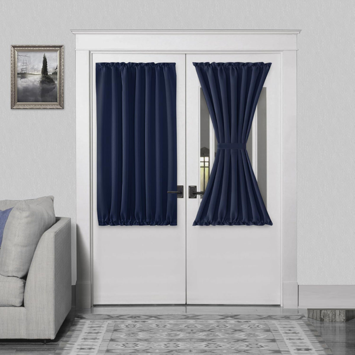 DWCN French Door Curtains – Rod Pocket Thermal Blackout Curtain for Doors with Glass Window