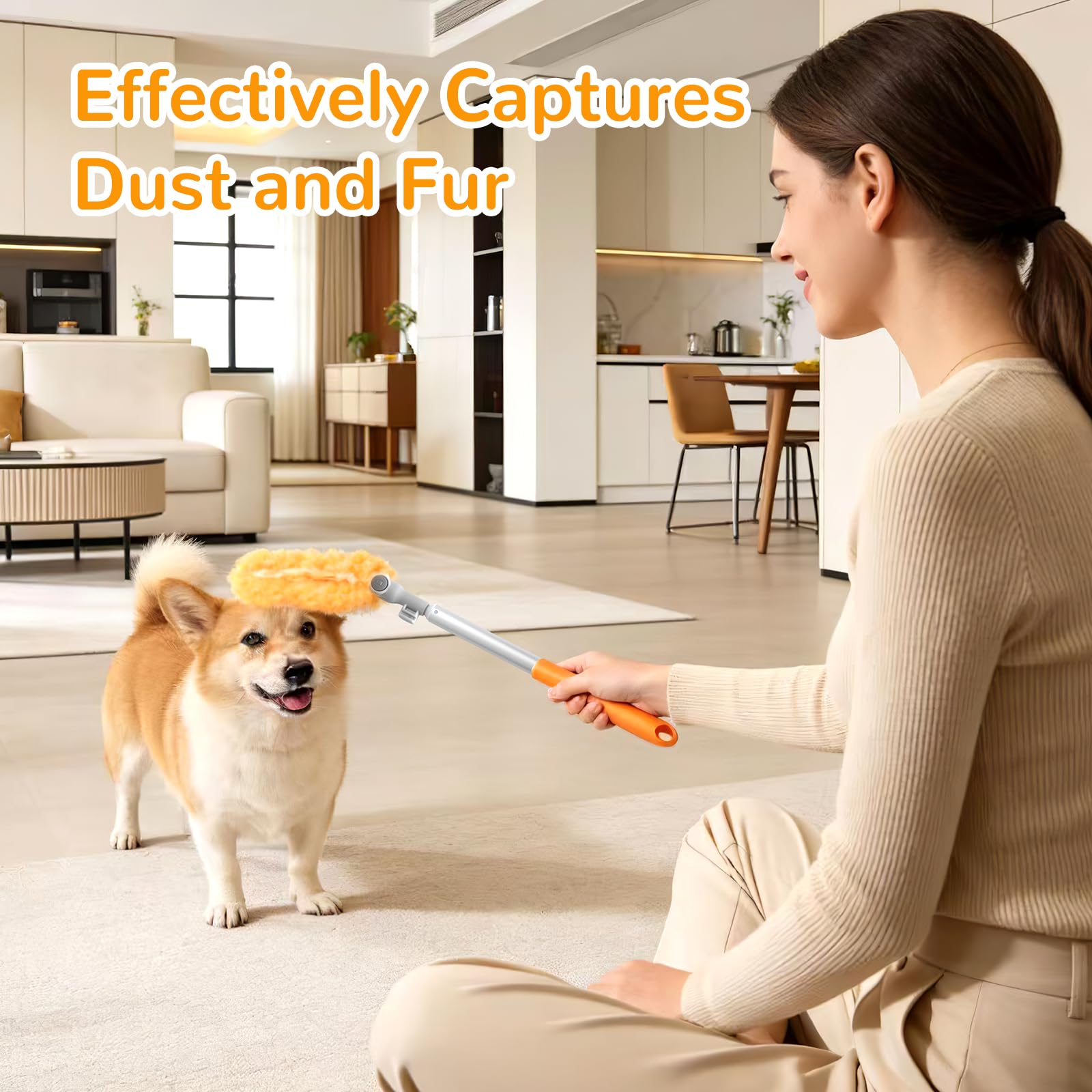 6 ft Extendable Duster Handle with 50 Refills, Compatible with Swiffer