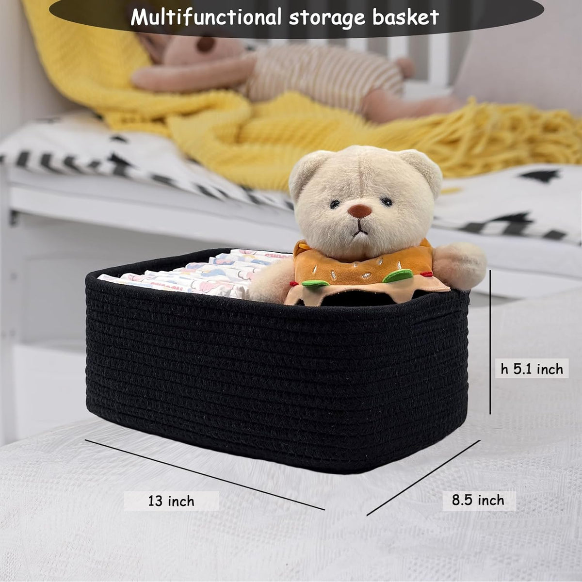 COMFY-HOMI 13" x 8.5" x 5.1" Storage Baskets for Organizing | Cotton Rope Woven Basket | Toy