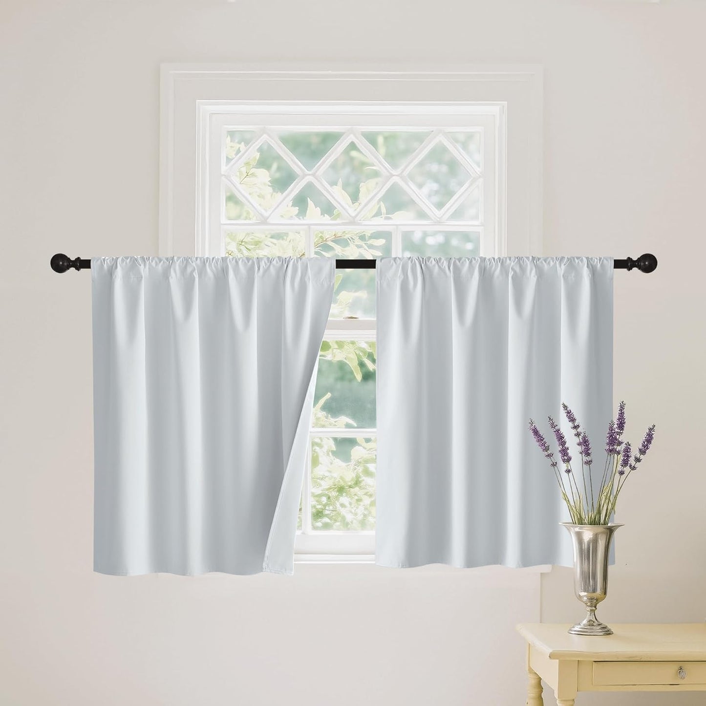RYB HOME Mini Small 100% Blackout Curtains for Kitchen, Energy Saving Heat Blocking Half Window