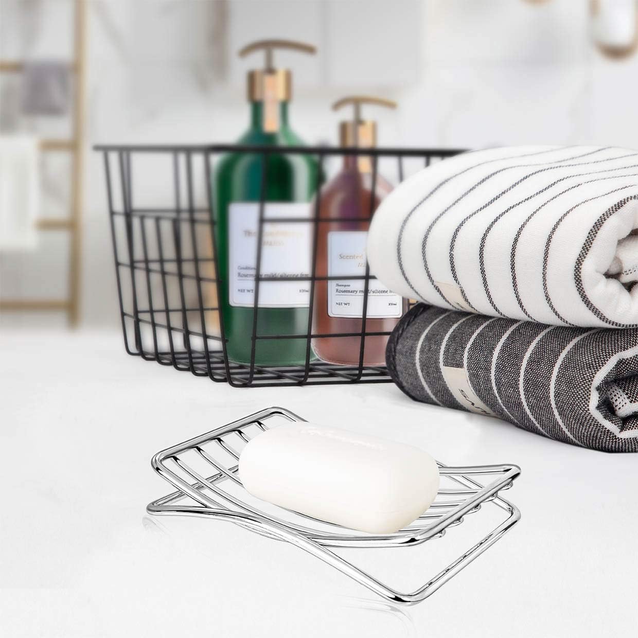 Soap Dish Stainless Steel Bar Soap Holder for Shower Bathroom, Self-draining Soap Dishes Sponge