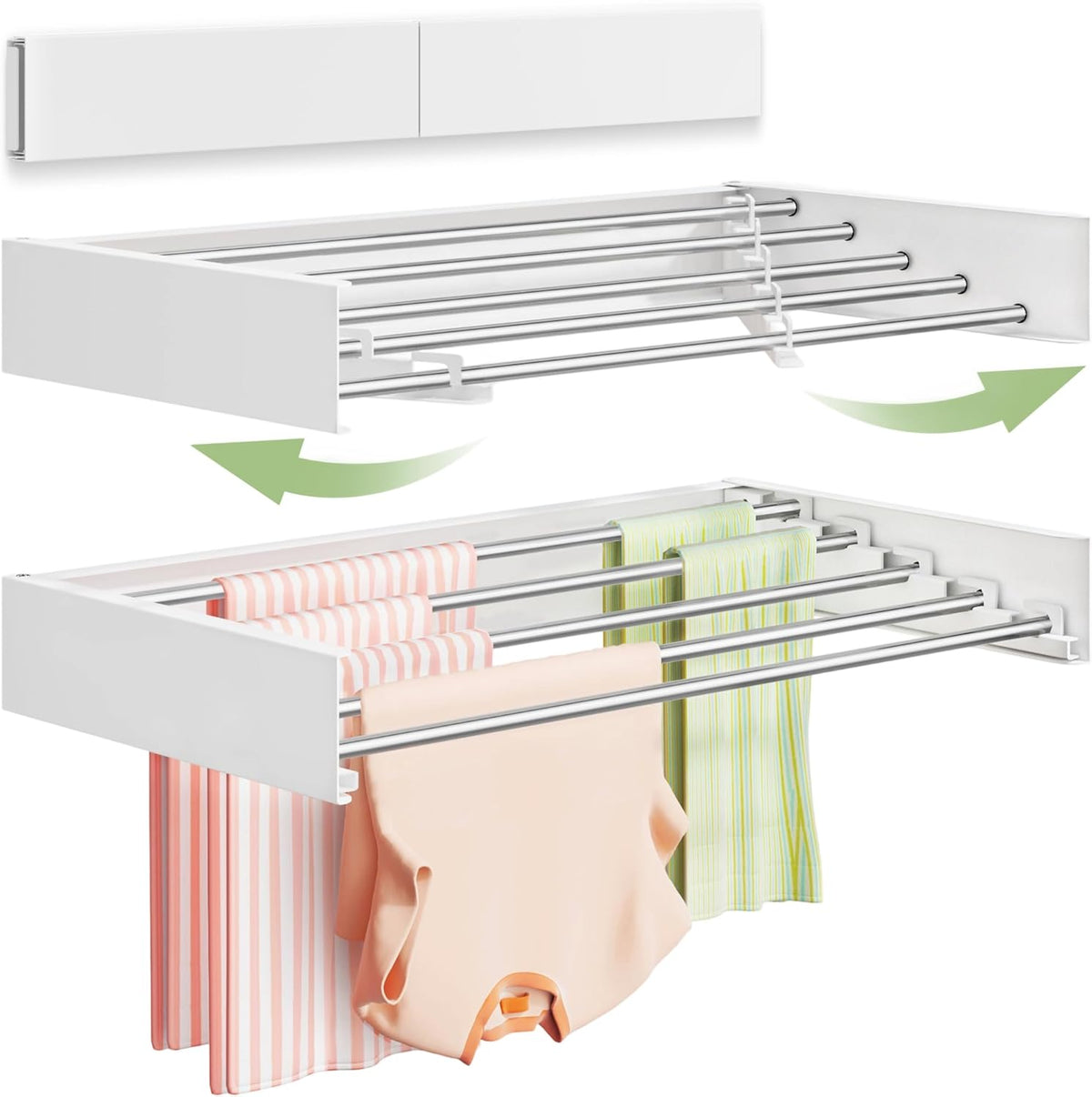 Wall Mounted Clothes Drying Rack 32", Foldable Wall Mount Laundry Rack Folding Indoor, Drying Rack