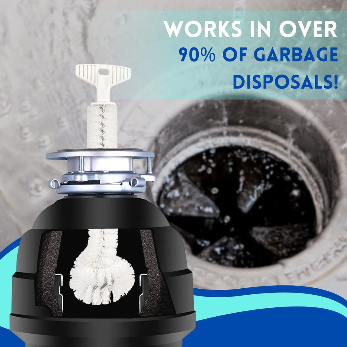 Universal Garbage Disposal Cleaner and Deodorizer, 12" Long Sink & Drain Brush Cleaner for