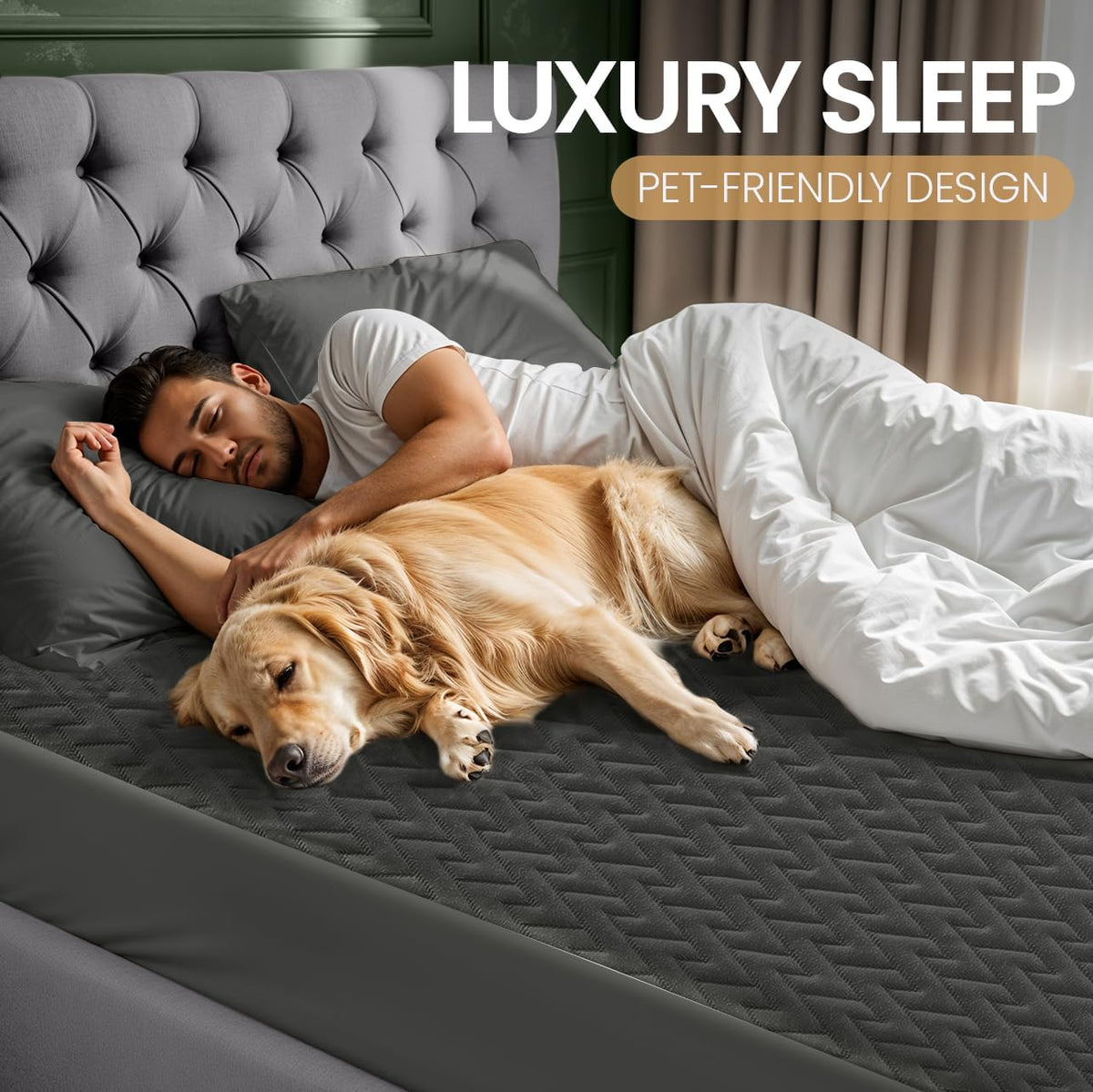 Utopia Bedding Waterproof Mattress Protector Full Size (Gray), Premium 3D Air Soft Fabric Mattress