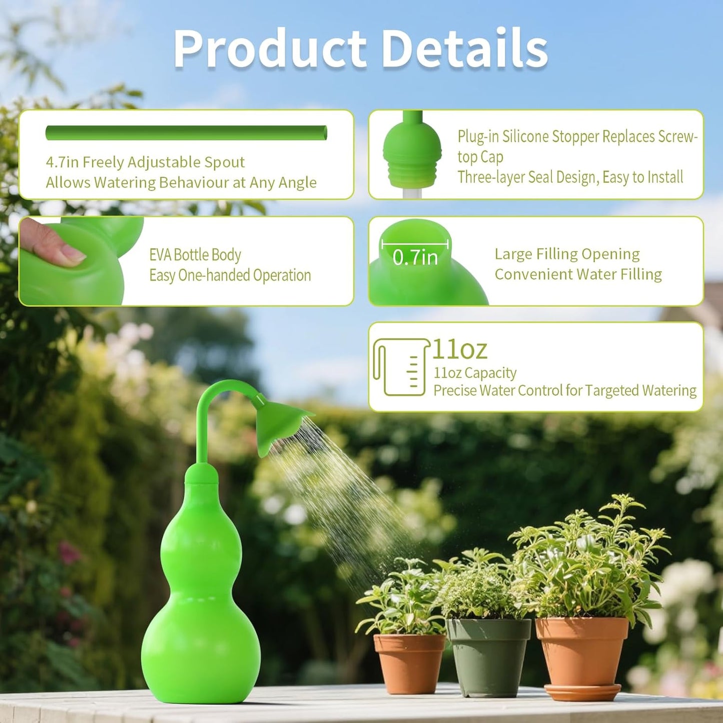 Squeeze Bottles for Plants, 11oz Small Watering Can for Succulent, Muti-function Squirt Bottle for