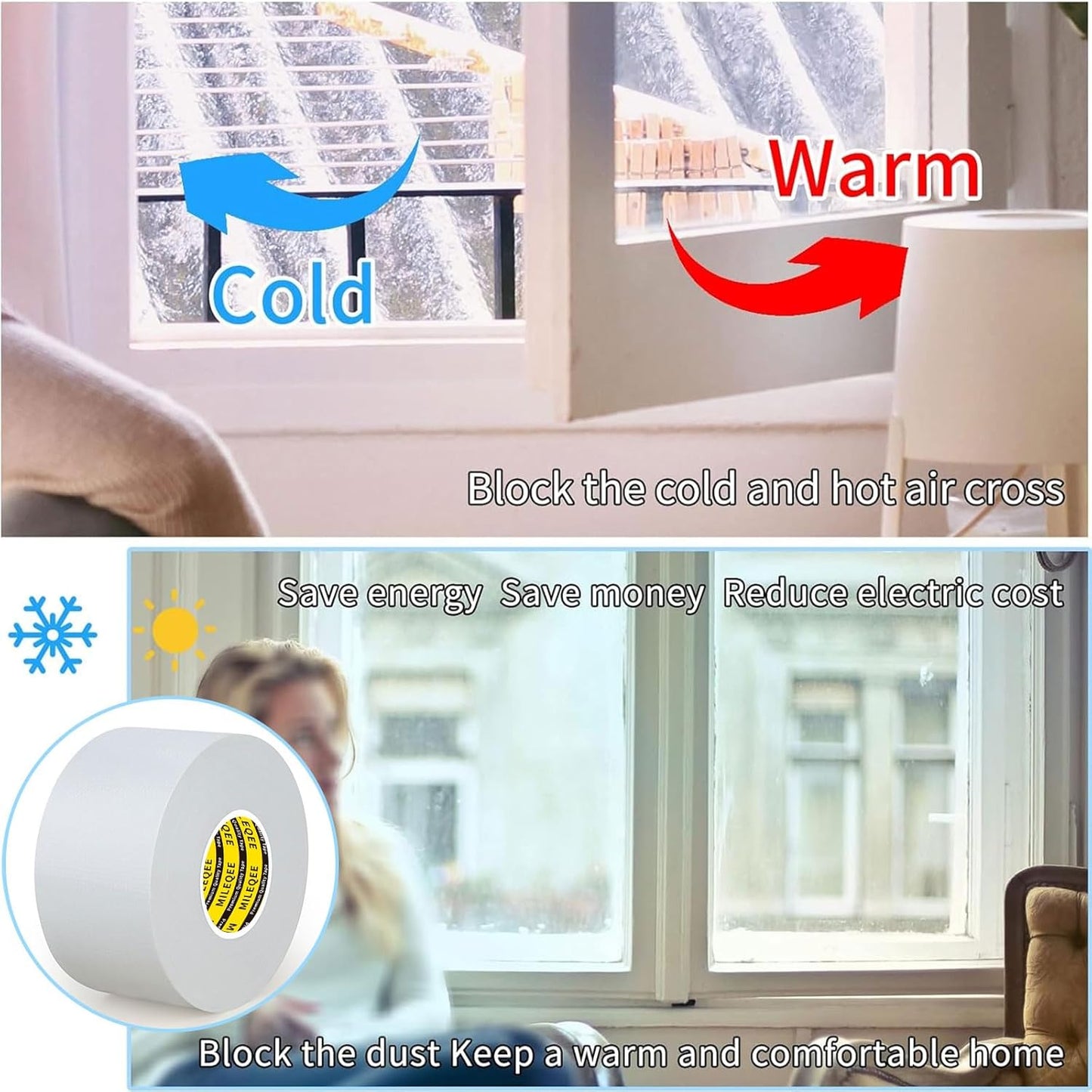 Cloth Duct Window Seal Strip Tape for Winter, 1.89in x 33FT, Weather Stripping Sealing Insulation