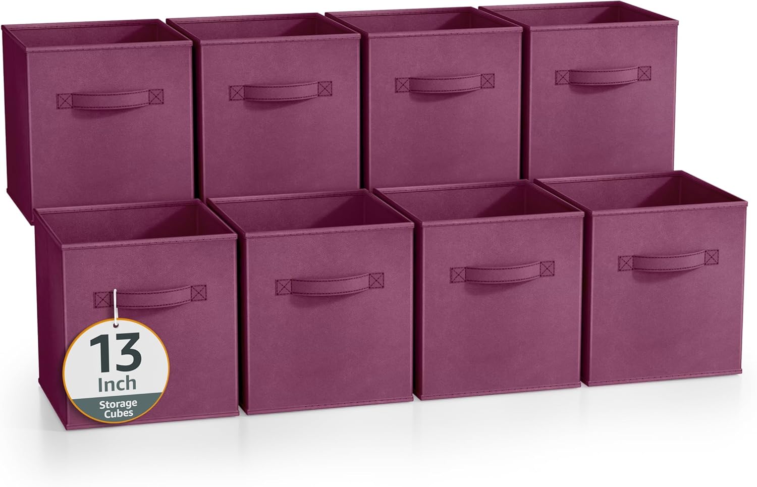 Sorbus 13 Inch Storage Bins - Sturdy Collapsible Fabric Storage Cubes with Handle - 8 Foldable