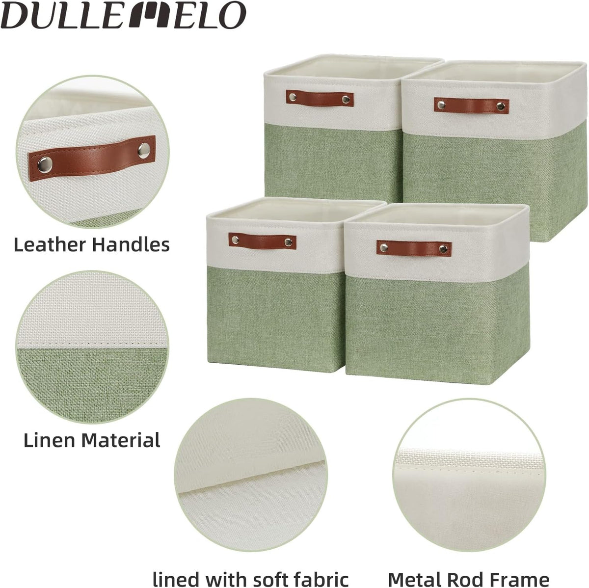 DULLEMELO Storage Baskets for Organizing, Fabric Storage Cubes for Dog Toy Box, 11 Inch Decorative