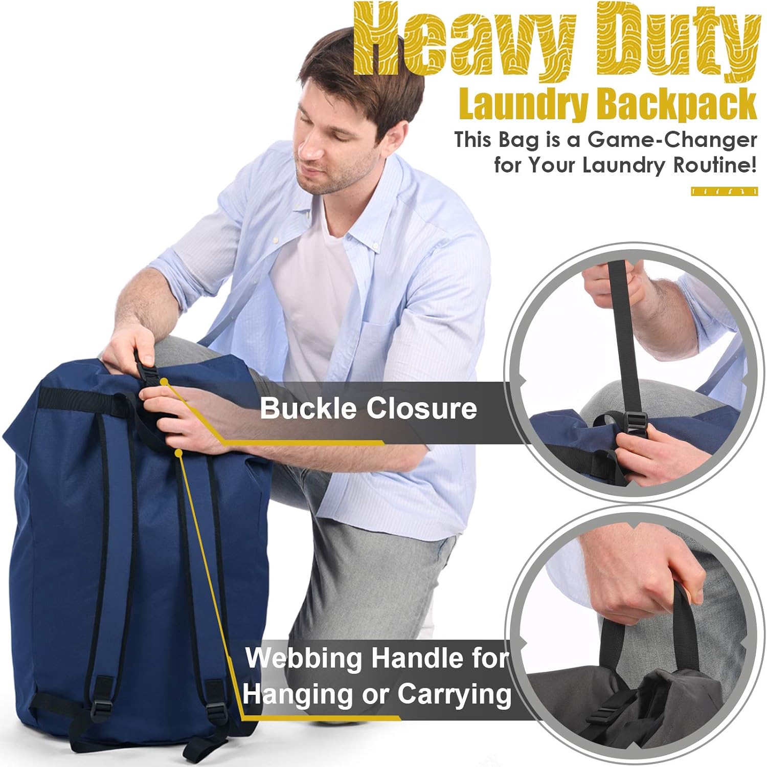 Laundry Bag Backpack Extra Large, 115L Laundry Backpack with Padded Shoulder Strap, Sturdy Travel
