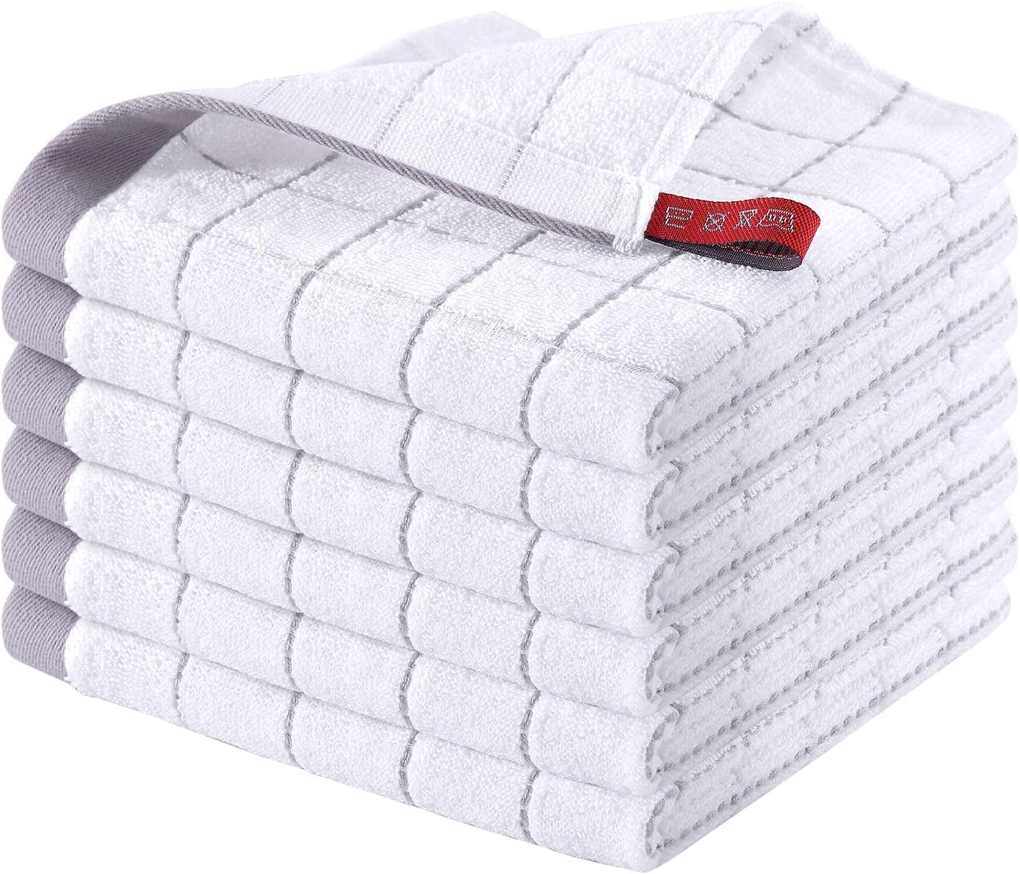 Homaxy 100% Cotton Terry Kitchen Dish Cloths, Ultra Soft and Absorbent Dish Towels for Kitchen