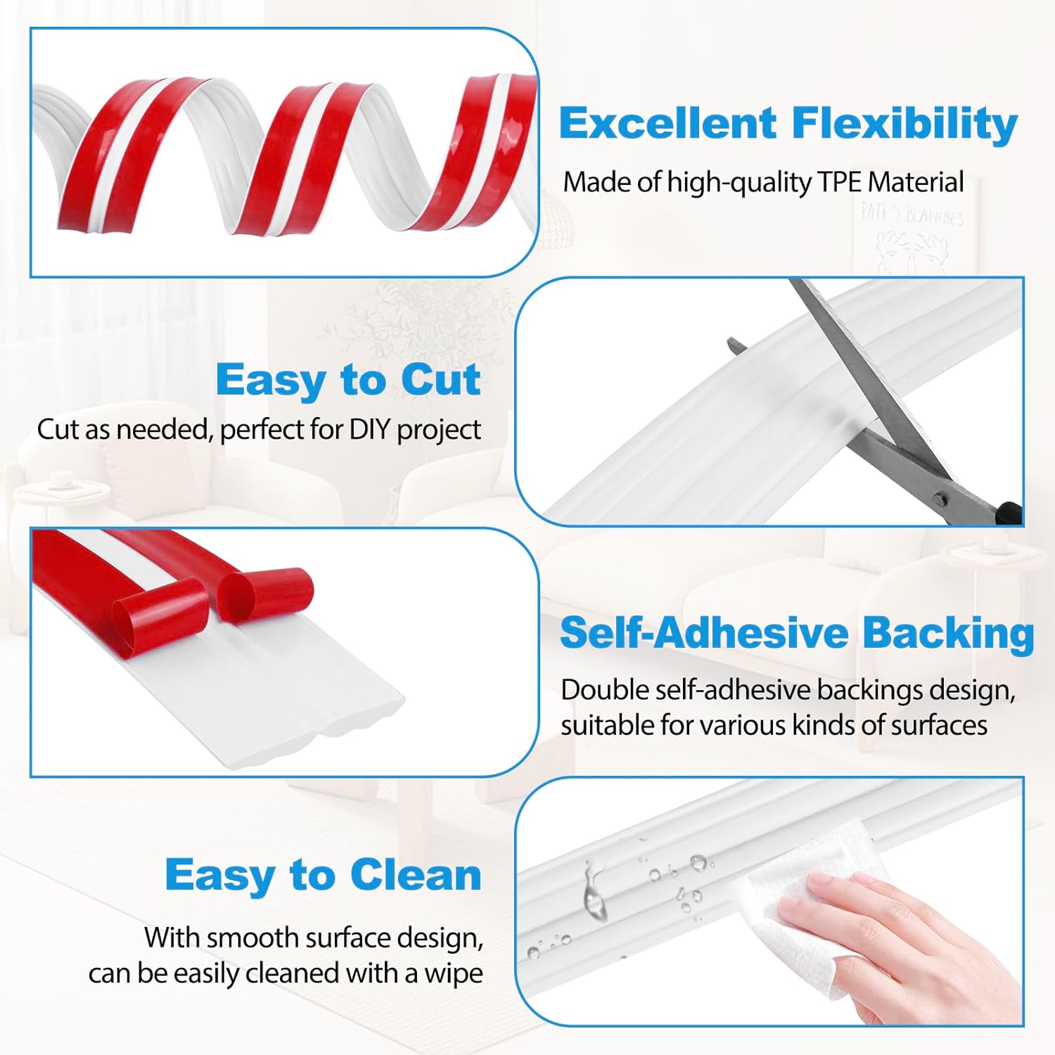 Wall Corner Protector Peel and Stick Corner Trim Molding Flexible Inside & Outside Wall Edge Guard
