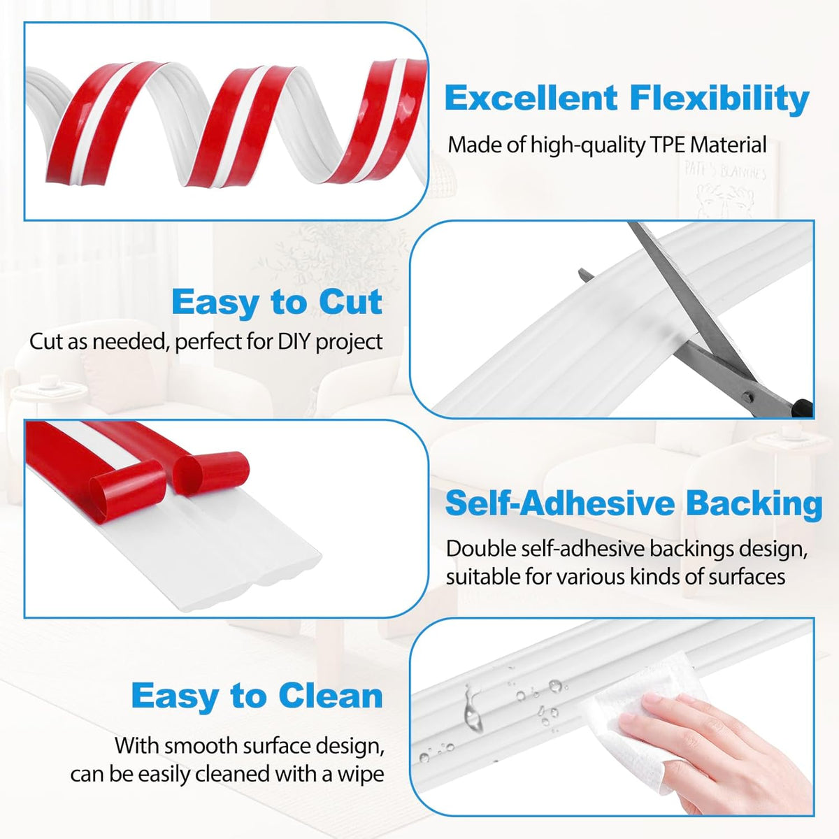 Wall Corner Protector Peel and Stick Corner Trim Molding Flexible Inside & Outside Wall Edge Guard