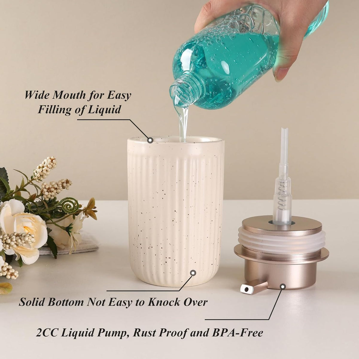BosilunLife Dish Hand Soap Dispenser - Liquid Pump Soap Dispenser for Bathroom Decro Aprcot 12oz