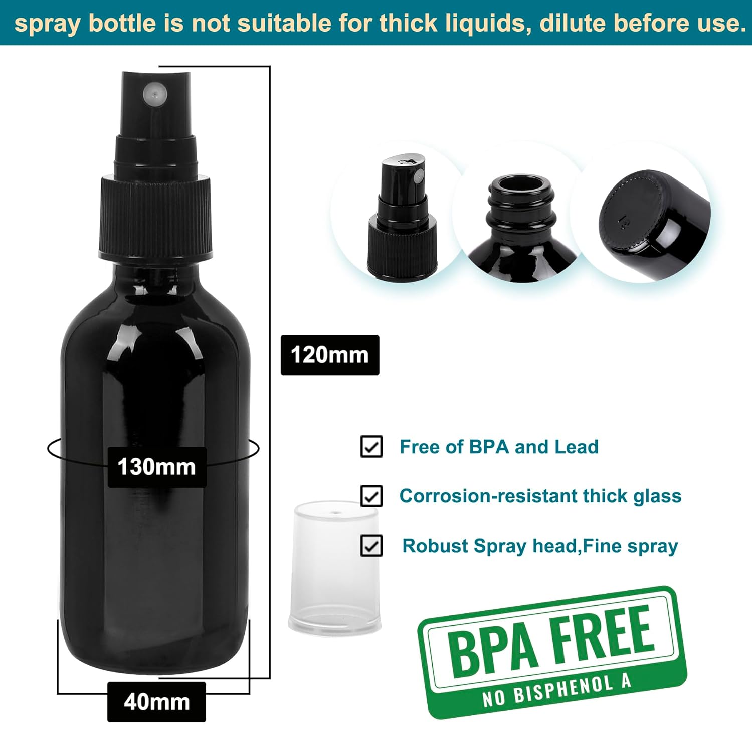Black Glass Small Spray Bottle 2 oz 24 Packs,Fine Mist Sprayer Small Clear Bottles,Refillable