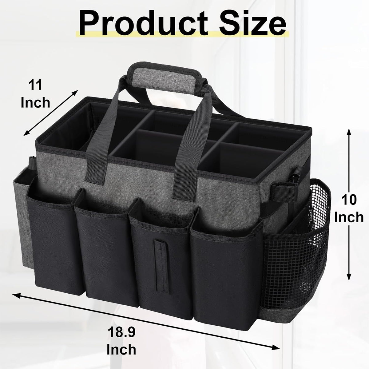 Wearable Large Cleaning Caddy Bag for Housekeeper, Clean Supply Organizer with Adjustable Shoulder