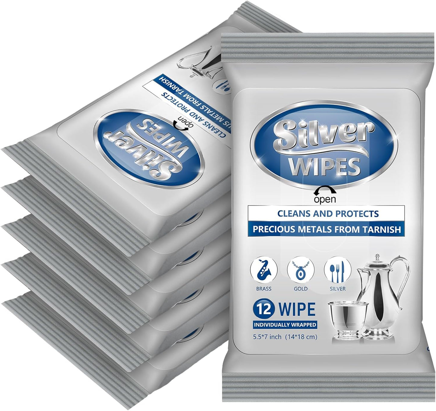 6 Pack/ 72 Pcs Silver Cleaner Wipes Silver Polish Jewelry Cleaner Cleaning Jewelry Wipes for
