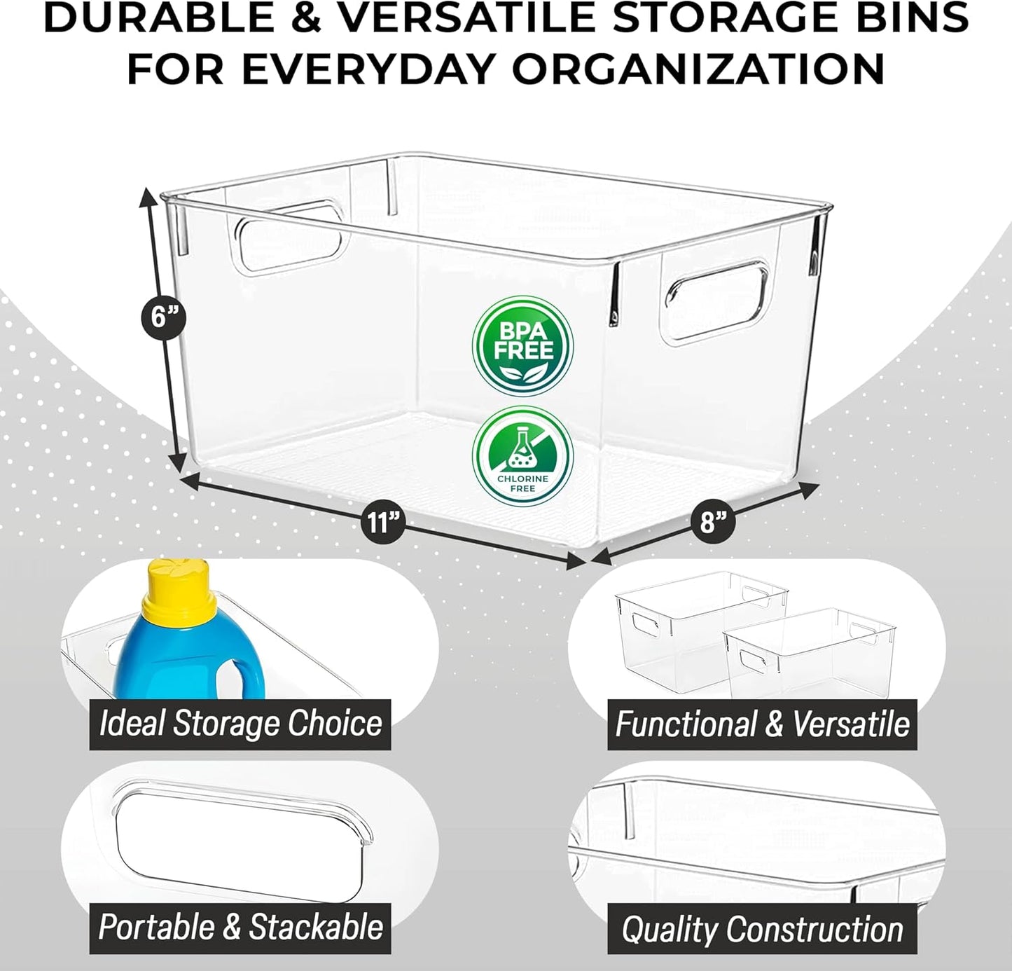 ClearSpace Clear Plastic Storage Bins – Pantry Organizers & Storage Containers, Cabinet Organizer