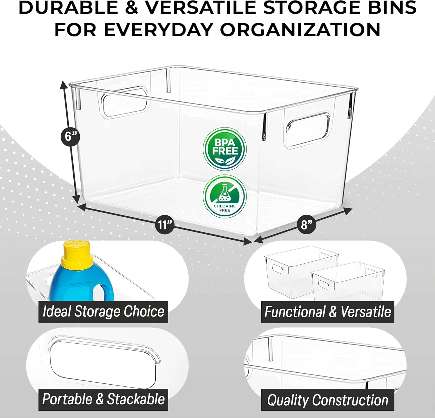 ClearSpace Clear Plastic Storage Bins – Pantry Organizers & Storage Containers, Cabinet Organizer