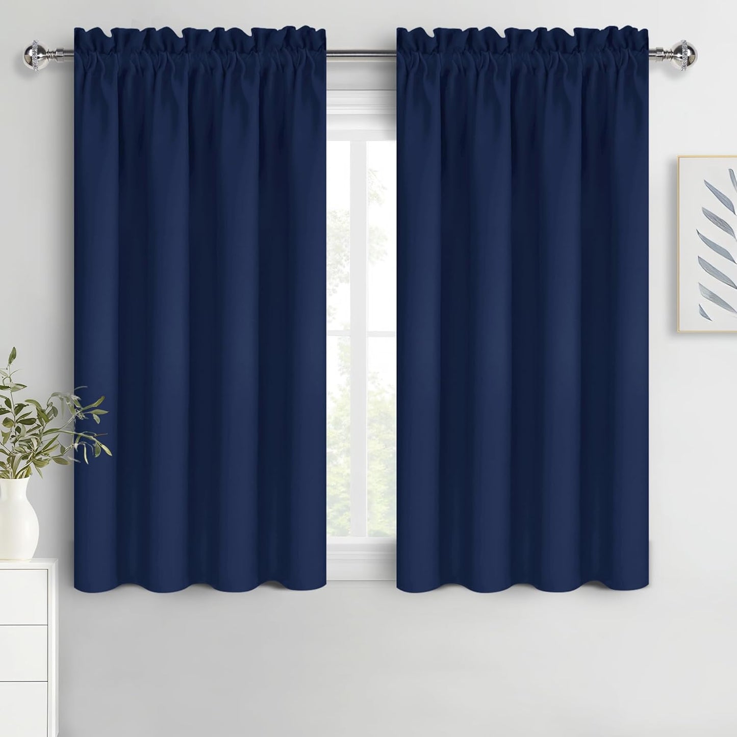 DWCN Short Blackout Curtains for Bedroom 45 Inches Long 2 Panels Set, Solid Thermal Insulated