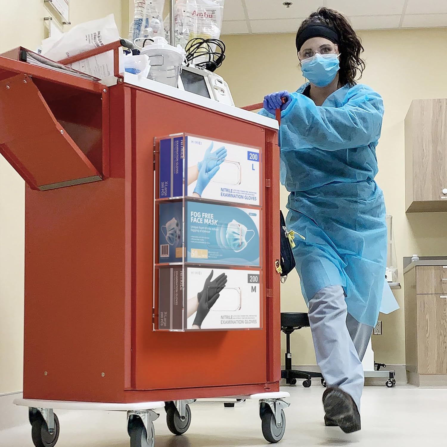 HIIMIEI Glove Holder for Wall Mount: Magnetic Gloves Box Holder, Acrylic Disposable Rubber Latex