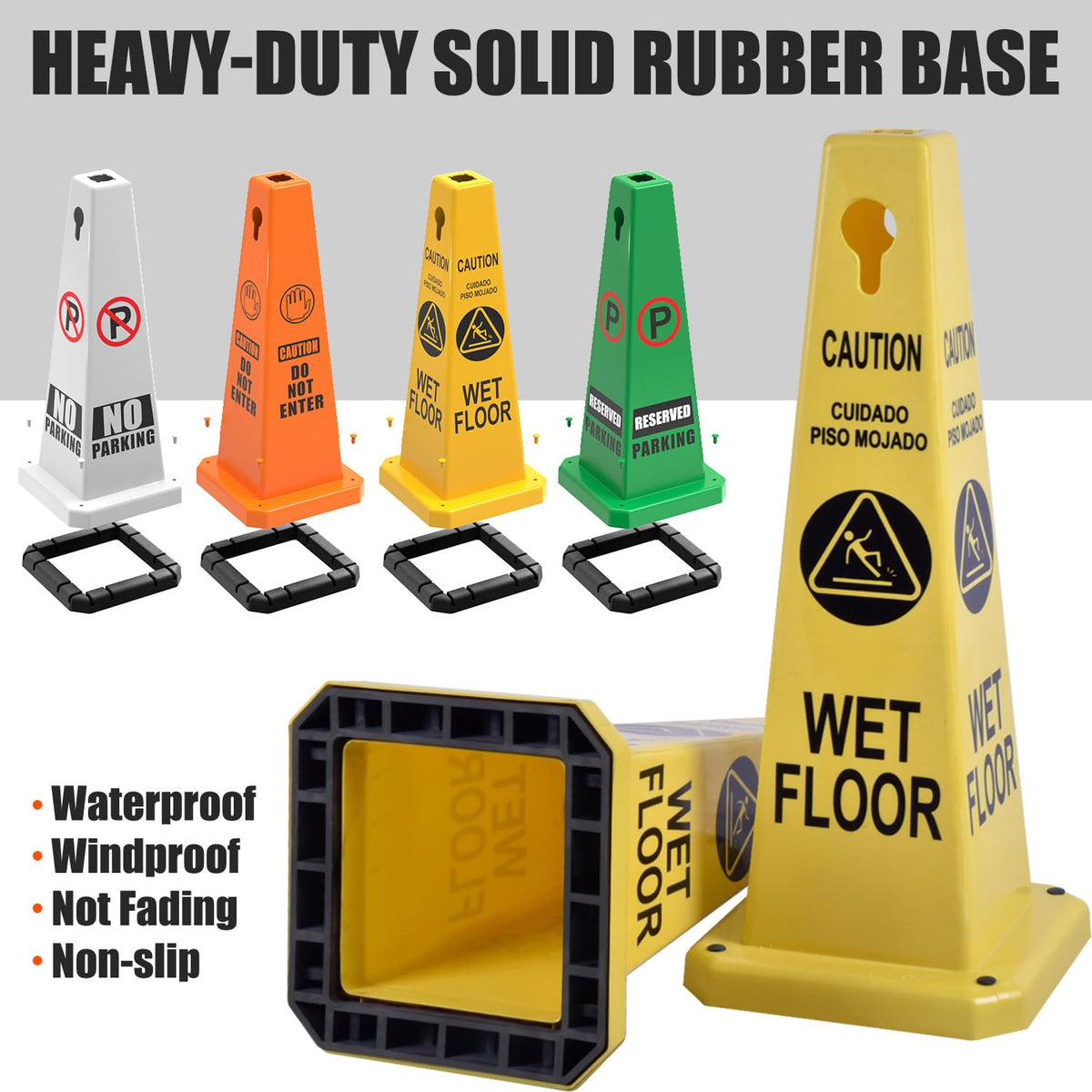 Plastic Traffic Cones, 4-Sided Message Cones, Road Safety Parking Cones, Standing Traffic Warning