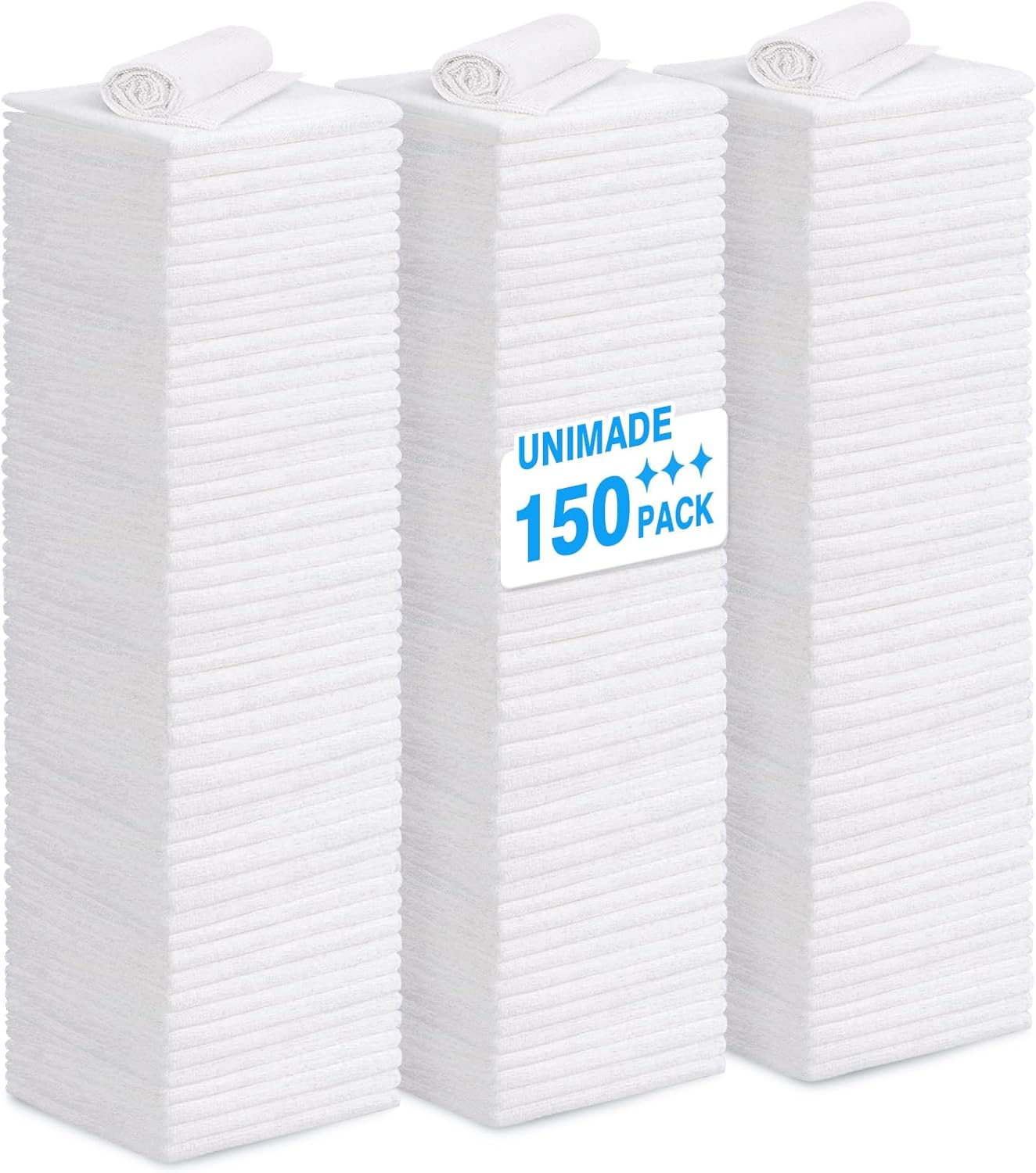 Shop Towels Rags, 150 Pack Reusable Shop Rags Bulk Microfiber Cleaning Cloth Lint Free Cleaning