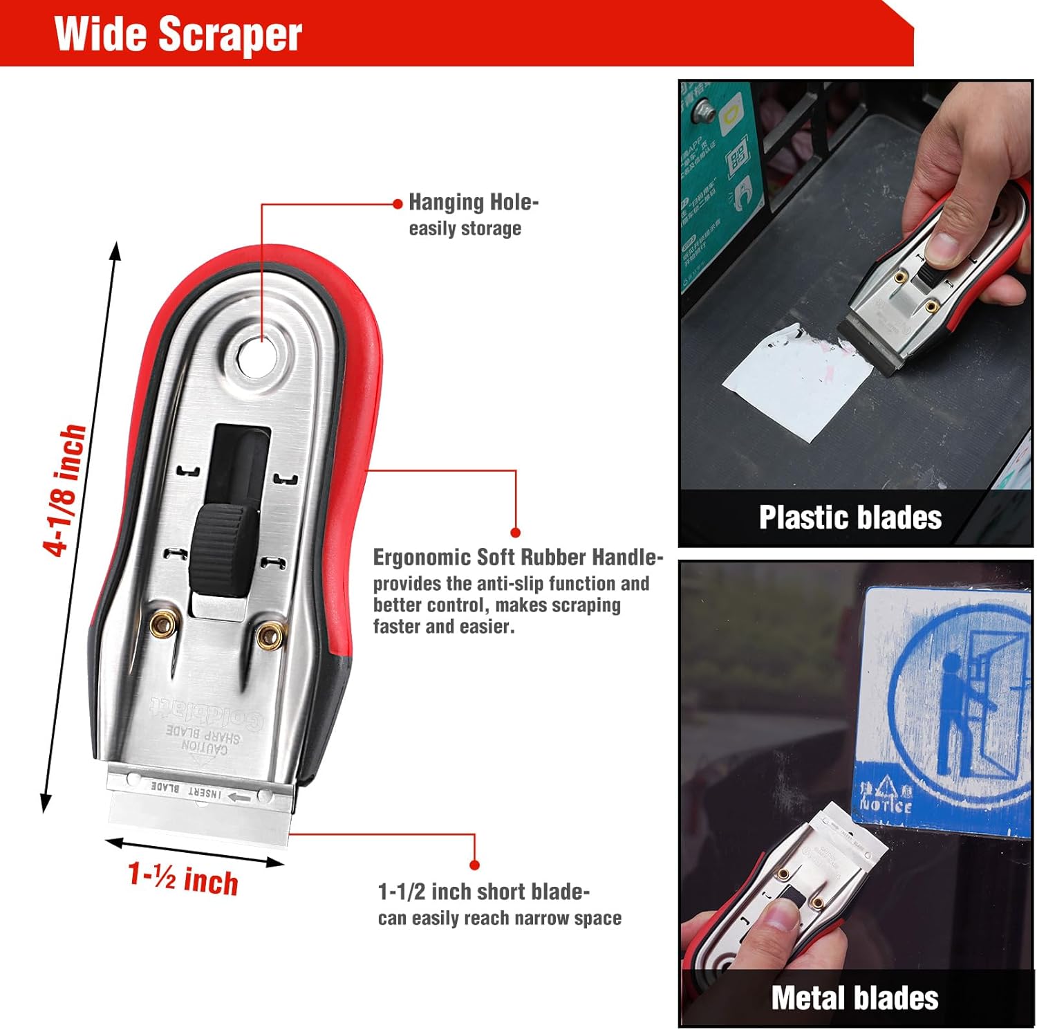 Goldblatt 2 Pieces Razor Blade Scraper with 20-piece Blades, Razor Scraper Tool, Razor Holder for