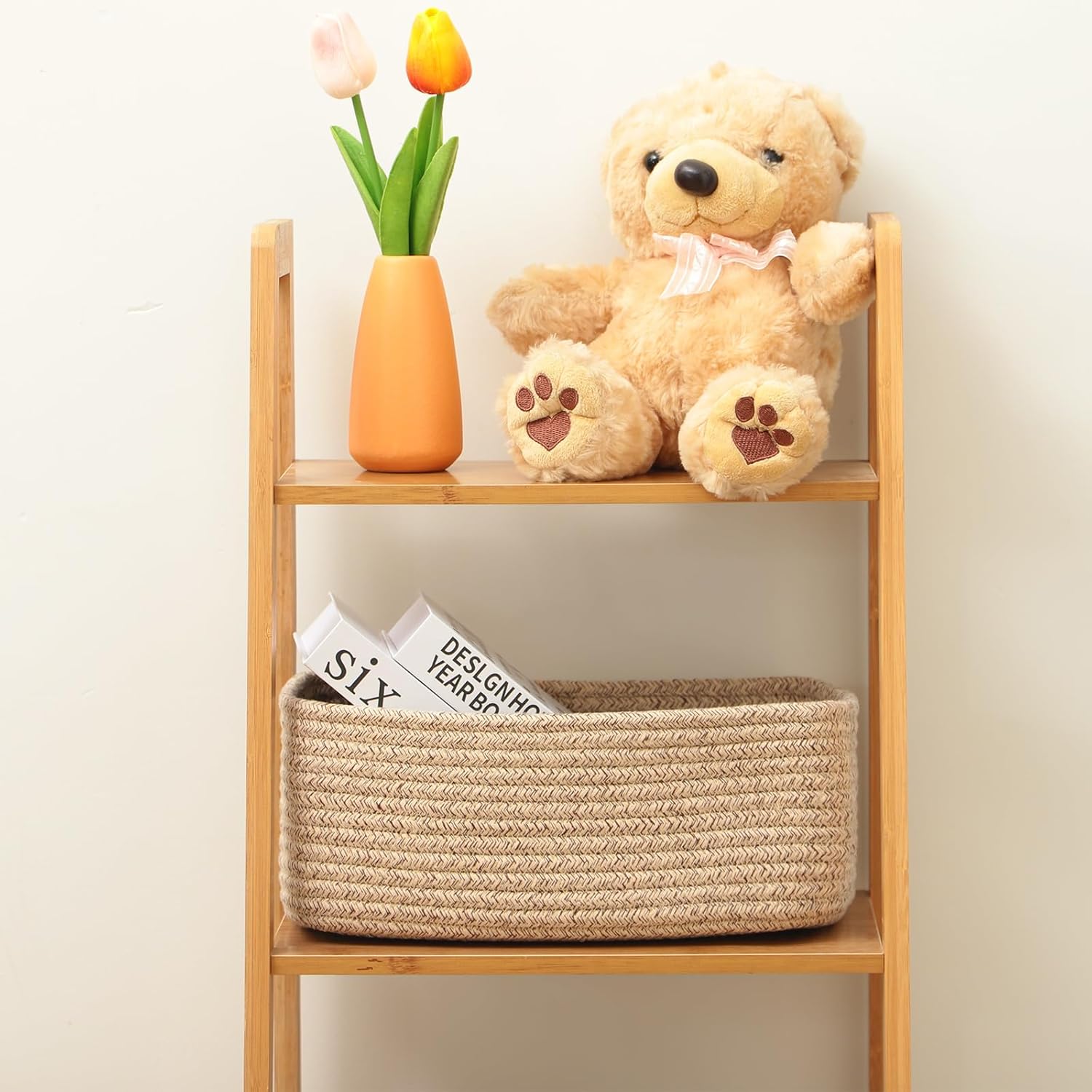 Small Storage Baskets for Organizing | Closet Organizer Bins | Shelf Toy Basket | Woven Rope