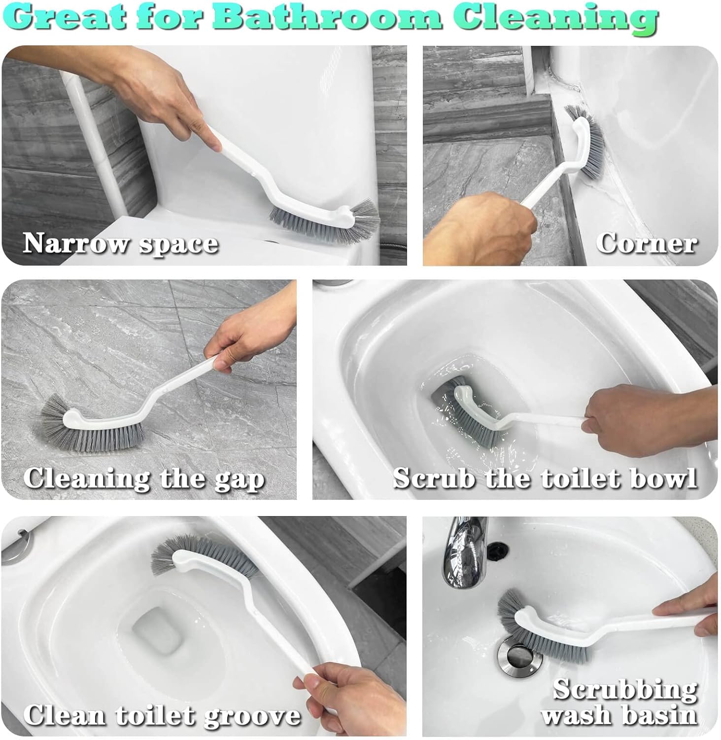 2Pcs Cleaning Brushes, Multi-Purpose Right Angle Brush Scrubbing Kitchen Bathroom Deep Cleaning