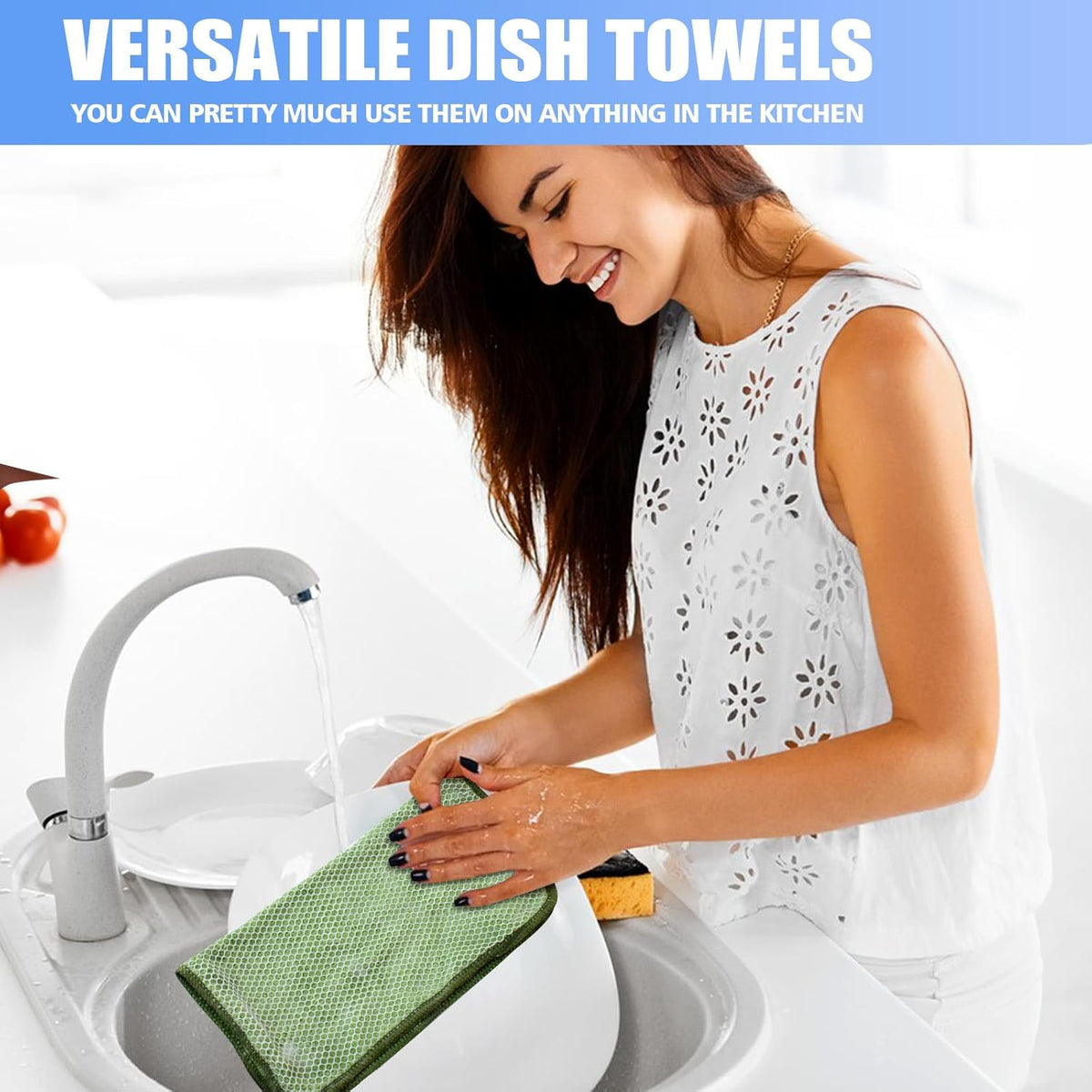 KinHwa Kitchen Washcloths for Dishes Absorbent Microfiber Dish Cloths Quick Dry Dish Rags with Poly