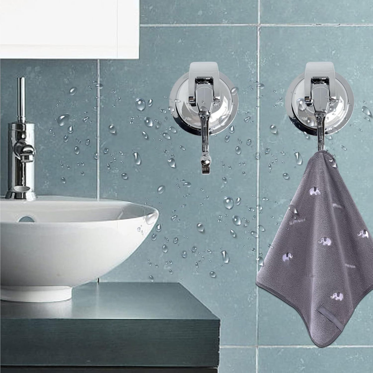 Heavy Duty Suction Cup Hooks for Shower, Bathroom Robe - Vacuum Glass Hooks, Reusable, No Hole