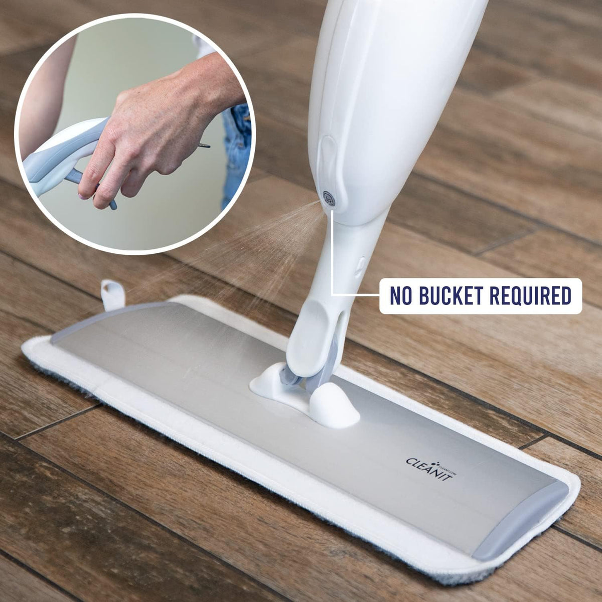Don Aslett's Spray Mop Plus+ for Floor Cleaning| 360° Rotatable Head | Reusable Microfiber Pad |