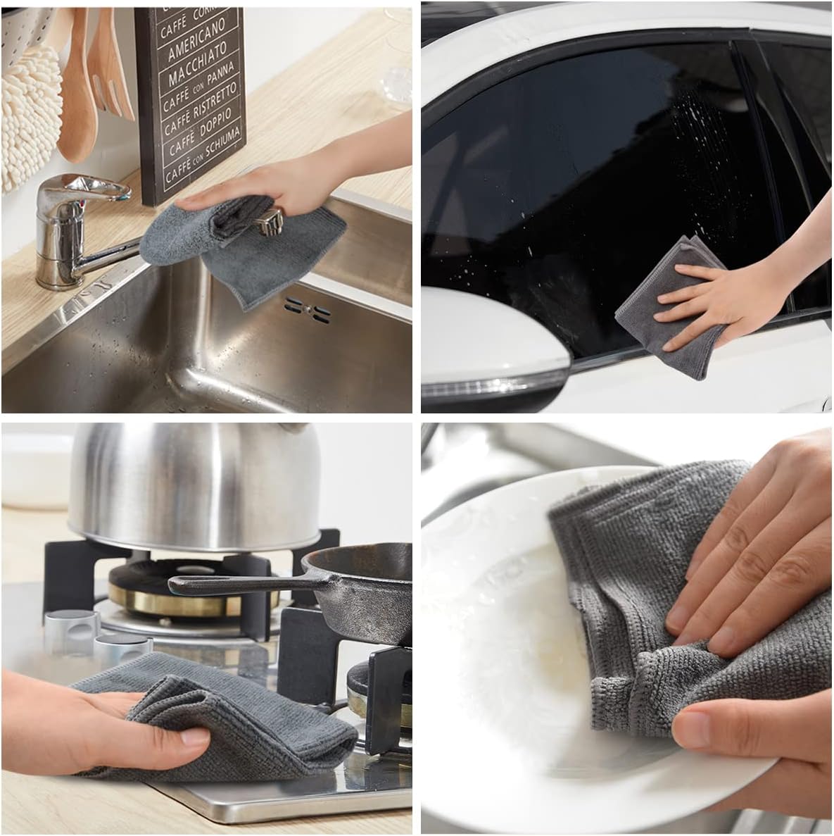 KinHwa Kitchen Washcloths for Dishes Absorbent Microfiber Dish Cloths Quick Dry Dish Rags with Poly