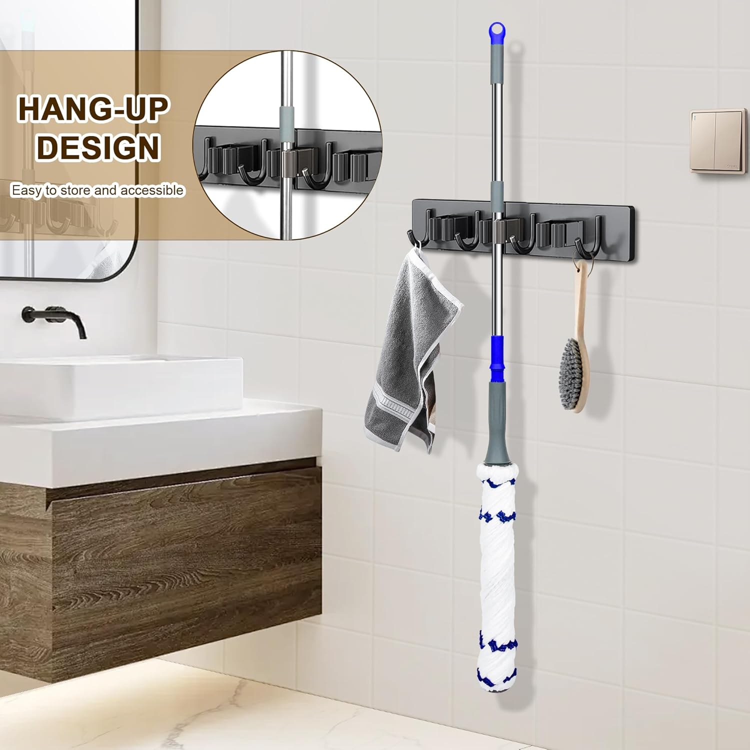 Self Wringing Floor Cleaner with 52.5 Inch Long Handle, Heavy Duty Wet Mop for Hardwood, Tile