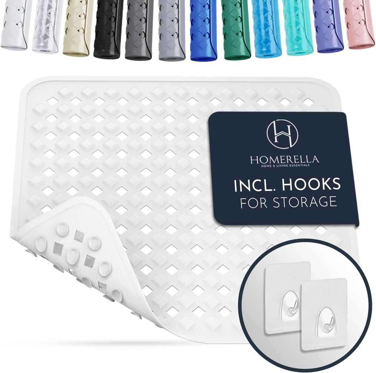 Homerella Anti Slip Shower Mat | Anti Mold Non Slip Bathtub Mat for Inside Shower | Square Floor