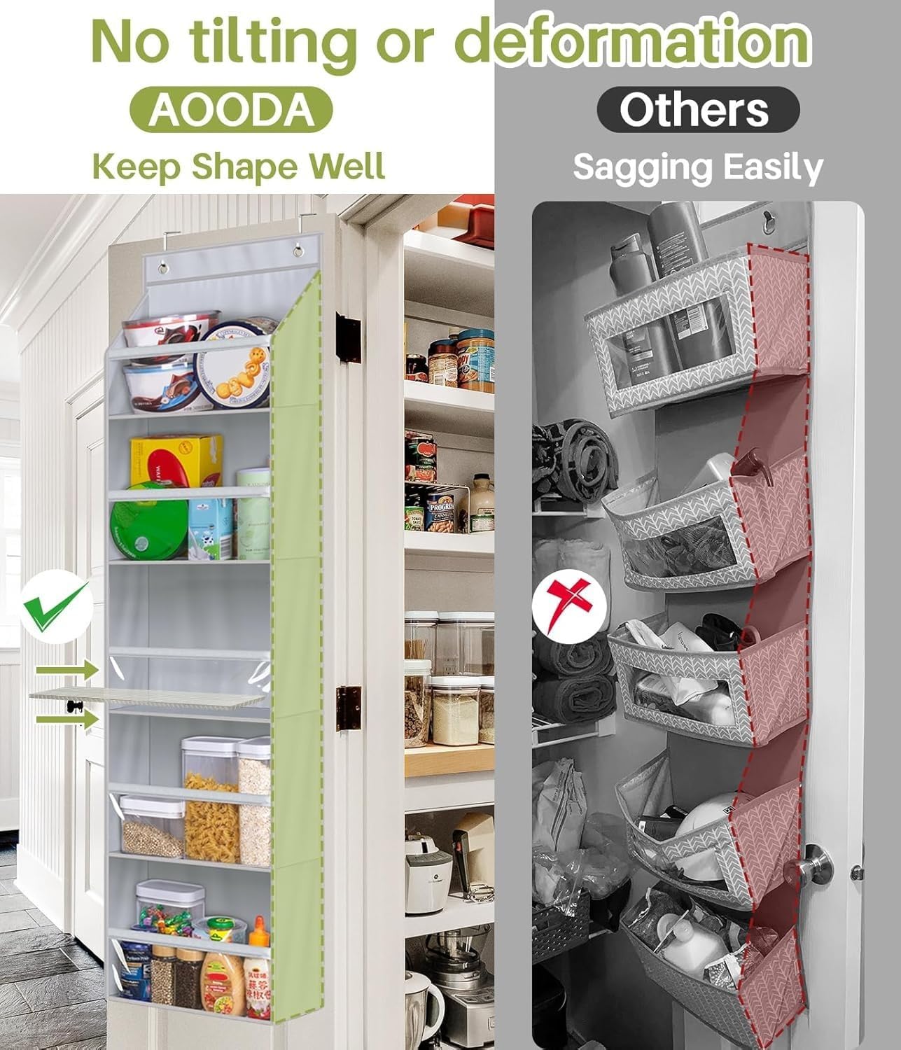 AOODA Over the Door Organizer, Large Capacity Closet Door Hanging Organizer, Clear Deep Pockets