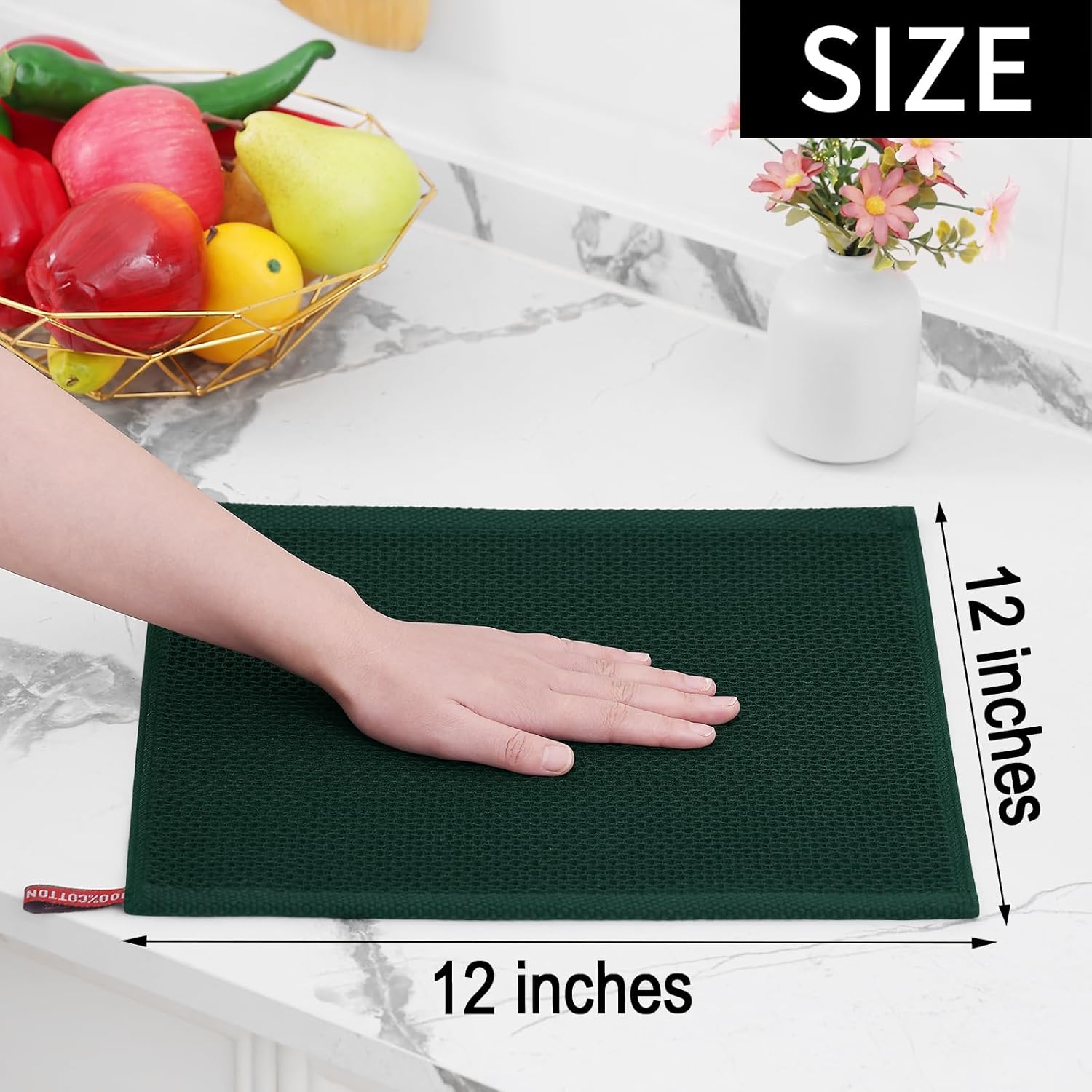 Homaxy 100% Cotton Waffle Weave Kitchen Dish Cloths, Ultra Soft Absorbent Quick Drying Dish Towels