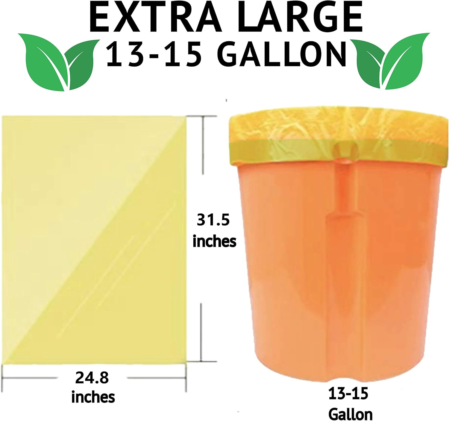 13 Gallon Biodegradable Trash Bags with Drawstrings, 75 Count Plant Based, Code Q Tall Kitchen